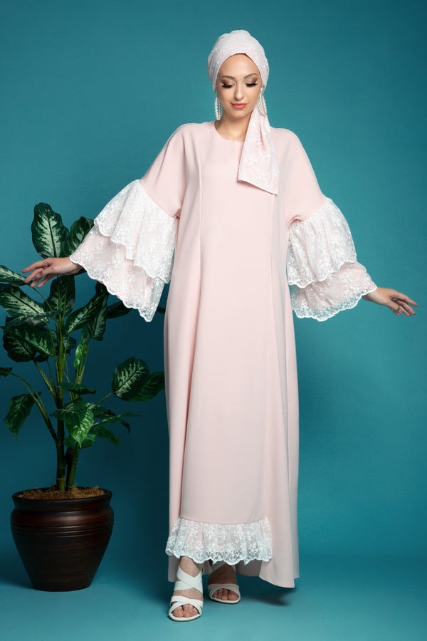 Huda Dantel Detaylı Abaya