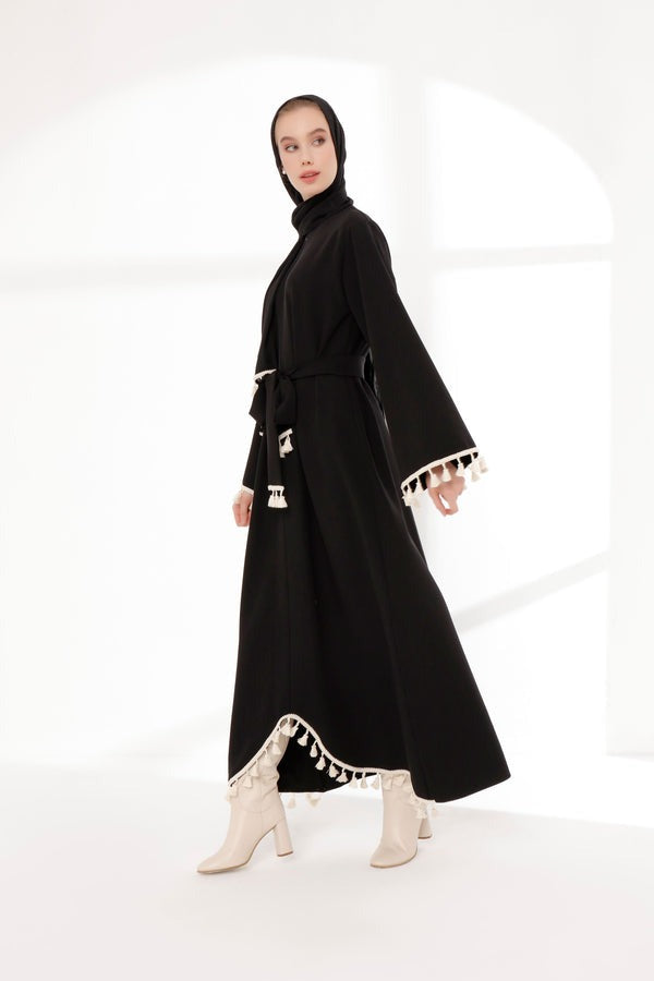 Tuana Tassel Detailed Black Abaya